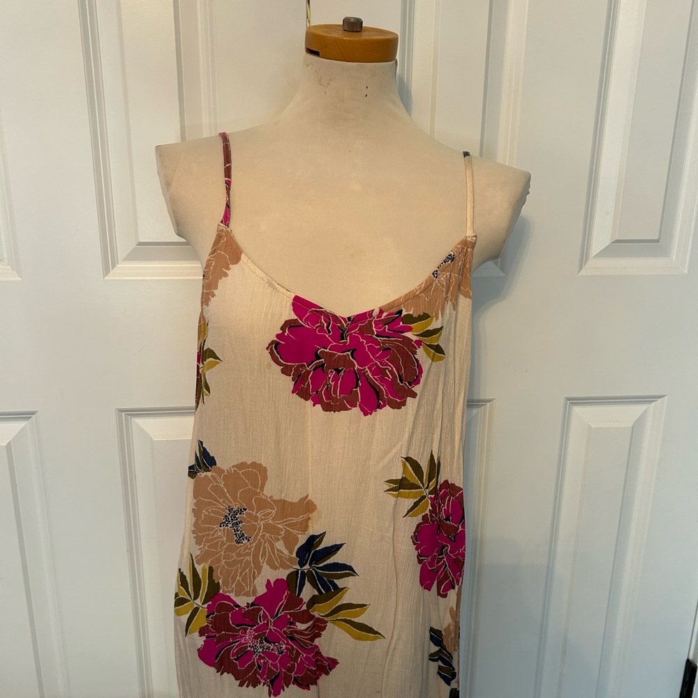 Billabong cream flowers high low maxi dress pink size medium - Picture 6 of 8